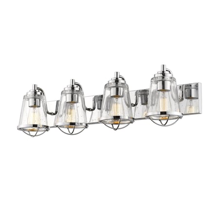 Z-Lite Mariner 4 Light Vanity, Chrome And Clear Seedy 444-4V-CH